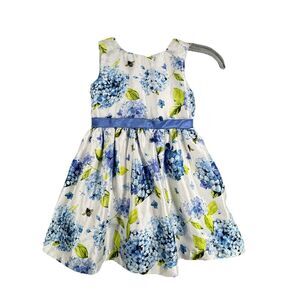 Gymboree Dress Girls 5T Blue White Floral A-line‎ Boho Party Wedding Flower Girl